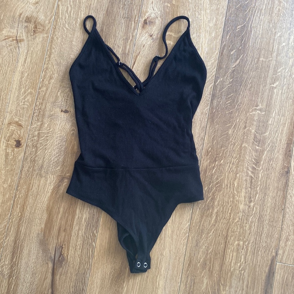 Black ribbed bodysuit